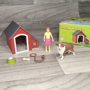Schleich FARM WORLD #42376 Dog Kennel Australian Shepherd Playset